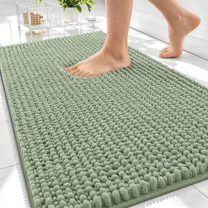 OLANLY Thick Chenille Absorbent Bathroom Rugs Mat 30x20, Sage Green | Soft Bath Rugs, Rubber Backing, Machine Wash Dry, Bath Mats for Bathroom, Tub and Shower, Home Decor Accessories