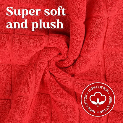 Superior 100% Cotton Bathmat Set, Bath Mats, Bathroom Decor, Shower, Bathtub Essentials, Home Accessories, Small Washable Rug, No Backing, Heavyweight, Nora Collection, Set of 2, 22" x 35", Red