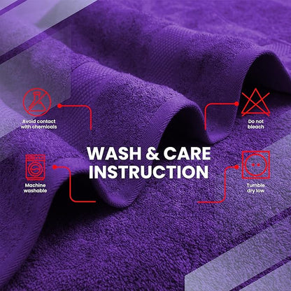 Infinitee Xclusives Luxury 100% Cotton Towel Set – 8 Piece Bathroom Towel Set (2 Bath Towels, 2 Hand Towels, 4 Washcloths) – Soft & Absorbent Towels for Bathroom (Profound Purple)