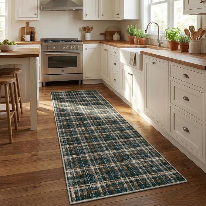 Washable Runner Rug 2x8 Modern Bathroom Rugs Non Slip Kitchen Rugs with Rubber Backing Entryway Rug Soft Non Shedding Stain Resistant Carpet for Laundry Hallway Bedside 2'x8'