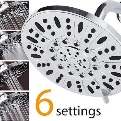 AquaDance High Pressure 6-Setting, 7" Rainfall Shower Head – Tested to Meet US Quality Standards, Angle-Adjustable, with Tool-Free Installation – Chrome Finish | Angle Adjustable with Extra-wide Flow Coverage & High Precision Anti-clog Nozzles. Tool-Fr...