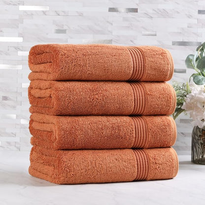SUPERIOR Egyptian Cotton Bath Towel Set, Towels for Home Bathroom, Master Bath, Decor Essentials, Quick Dry, Absorbent, Large Body Towels, Spa, Hotel, Resort, Adult, Kids, Set of 4, Caramel Brown