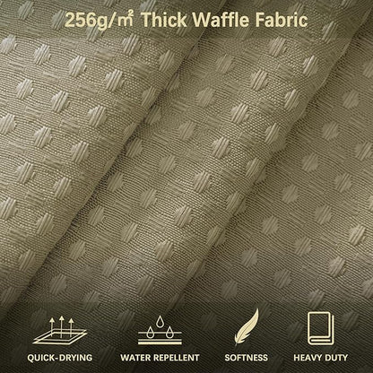 Taupe Shower Curtain 256GSM Heavy Duty Waffle Woven Bathroom Shower Curtains, Weighted Fabric Shower Curtains for Hotel Spa Luxury Polyester Bath Curtain with 12 Hooks, 72Wx72H