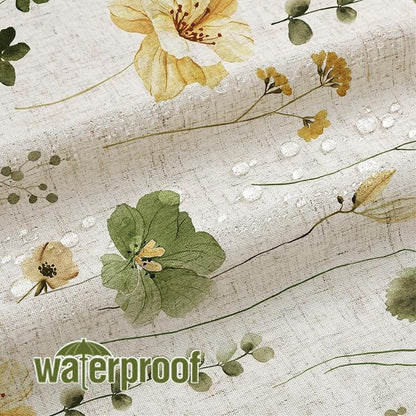 OliveGreen Linen Watercolor Floral Fabric Shower Curtain, 72x72 | Linen Fabric, Modern Minimalist Floral Print, Machine Washable, Rustproof Grommets, for Bathroom Home