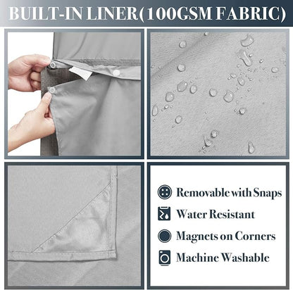 N&Y HOME 60 x 72 Waffle Weave Shower Curtain with Snap-in Liner Set Gray | 12 Metal Hooks Included, Snap on/off Fabric Liner, Hotel Style & Mesh Top Window, Machine Washable, 60x72 Shower Stall Size