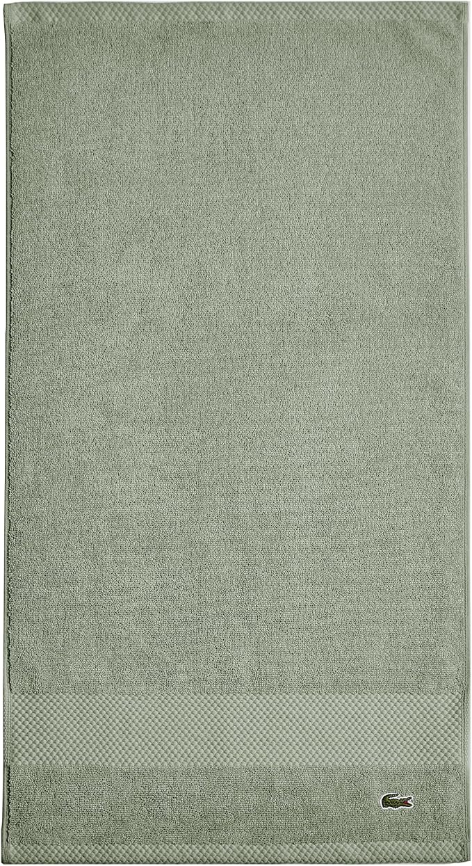 Lacoste Heritage 100% Supima Cotton Hand Towel, Aloe, 16" x 30" – Highly Absorbent & Quick Drying, Premium Super Soft Bath Towel, Bathroom Essential, Gift for All Occasions, Machine Washable