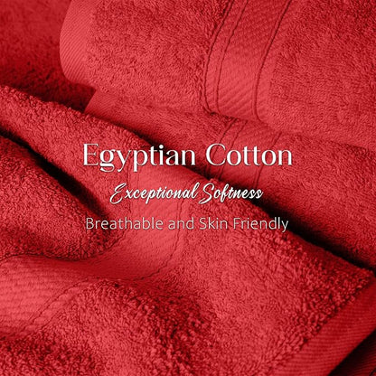 SUPERIOR Egyptian Cotton Ultra Plush & Absorbent, 3 Piece Set, Red | Quick Dry, Soft Luxury Towel Set, Bath Essentials, Guest Bath, Spa, 1 Bath, 1 Hand, 1 Face Towels, Madeline Towels