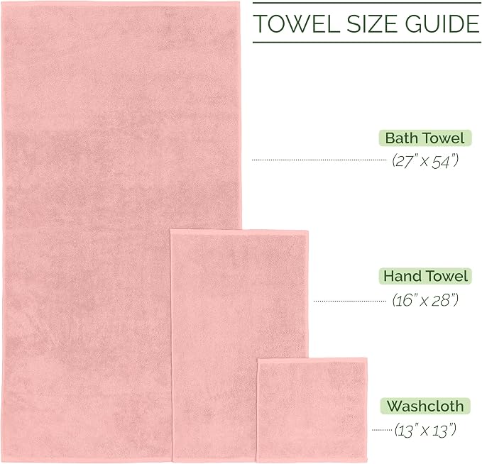 Elegant Comfort 100% Turkish Cotton Corduroy Ribbed Luxury Bath Towels 6-Piece Set, Premium Feel - Quick Dry, Highly Absorbent, Contains 2 Bath Towels, 2 Hand Towels, and 2 Washcloths, Dusty Rose