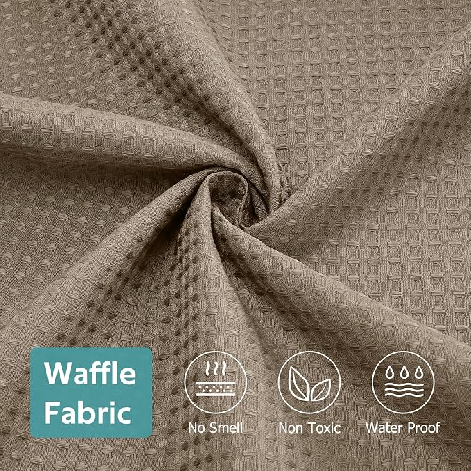3 in 1 Shower Curtain Set, Waffle Shower Curtain and Liner Set with 12 Double Sided Shower Curtain Hooks, 258GSM Luxury Weighted Cloth Shower Curtains for Bathroom, 72 W x 84 H, Beige