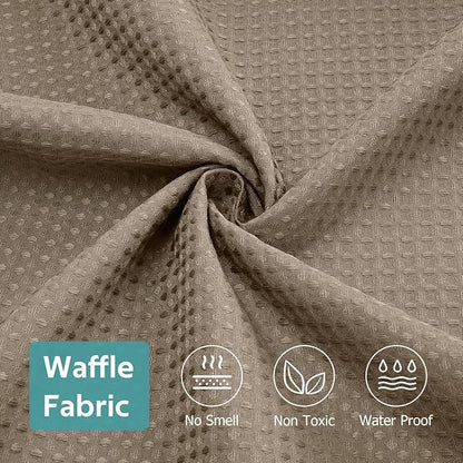 3 in 1 Shower Curtain Set, Waffle Shower Curtain and Liner Set with 12 Double Sided Shower Curtain Hooks, 258GSM Luxury Weighted Cloth Shower Curtains for Bathroom, 72 W x 72 H, Beige