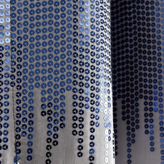 Lush Decor Night Sky Window Curtain Panel, Single 100"W x 84"L Navy & White - Sequin Backdrop Curtain - Extra Wide Curtains - Sliding Door Curtain