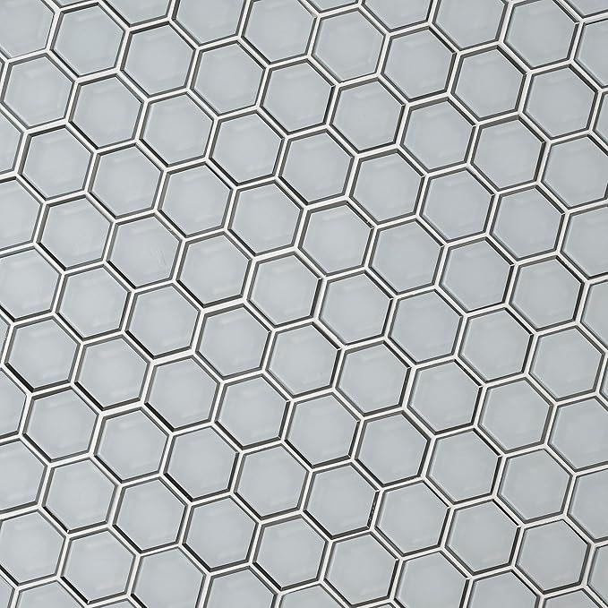 MSI Ice Hexagon 3" 10.51 in. x 12.13 in. x 8mm Beveled Glass Mesh-Mounted Mosaic Tile for Bathroom, Kitchen Backsplash, Accent Wall Tile, and Shower Wall Tile