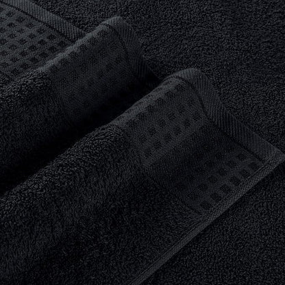 GLAMBURG 100% Cotton Ultra Soft 6 Pack Towel Set, Contains 2 Bath Towels 28x55 Inches, 2 Hand Towels 16x24 Inches & 2 Wash Coths 12x12 Inches, Compact Absorbent Lightweight & Quickdry - Black