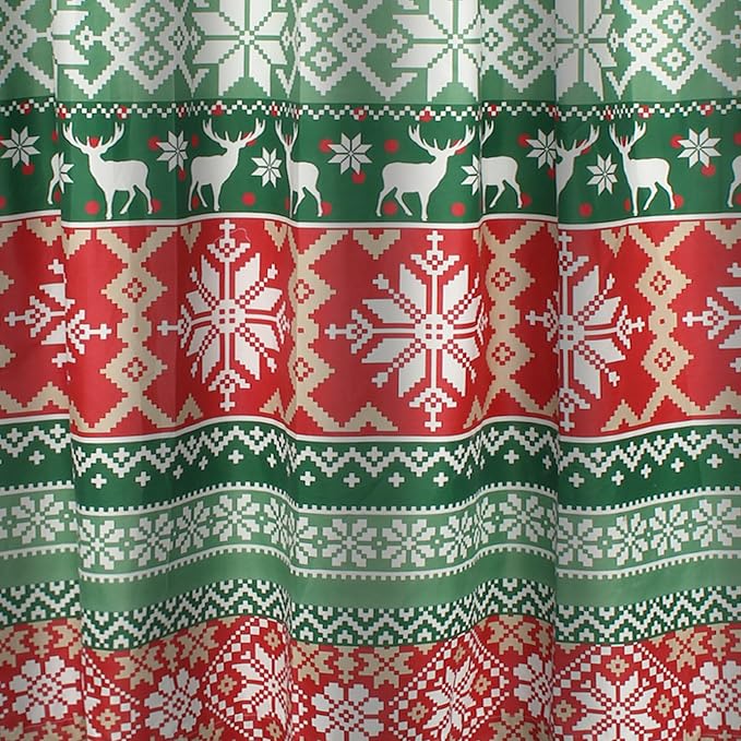 Greenland Home Fashions Fabric Sensations Shower Curtain, Stylish Bathroom Decor, Machine Washable, 72 inches x 72 inches, Fair Isle