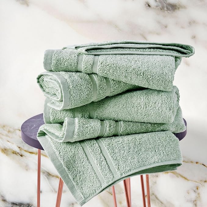Hawmam Linen Light Green Hand Towels 4 Pack Turkish Cotton Premium Quality Soft and Absorbent Small Towels for Bathroom