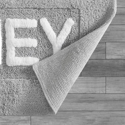 Cotton Bath Rug - Soft Cotton Bath Mat - Bathroom Decor - Water Absorbent and Machine Washable - Measures 21"x34" - They Grey