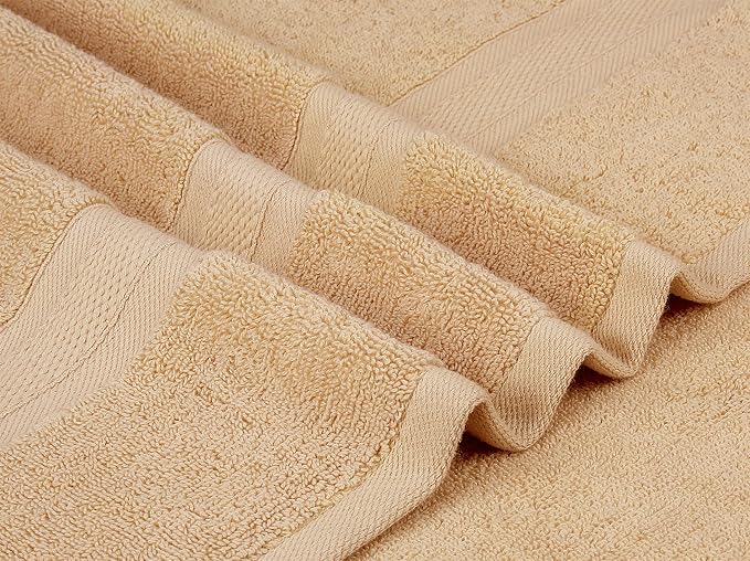Towel and Linen Mart 4 Pieces Bath Towel Sets - Beige - Soft Feel Luxurious,Quick Dry, Extra Absorbent, 100% Ring Spun Cotton 600 GSM (27 x 54)