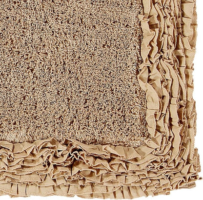Better Trends Bath Rug 100% Cotton Non-Slip Bath Mat Soft Water Absorbent, Washable Rugs for Bedroom, Bathroom Floor Decor, Tub, Laundry Room Kitchen Rug, 21" x 34" Beige Shaggy Border Collection