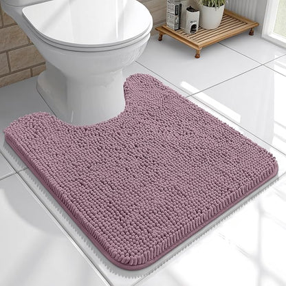 OLANLY Toilet Rugs U-Shaped 20x20, Soft Absorbent Chenille Contour Rugs | Deep Plum, Quick-Drying Rubber Backing, Machine Washable Non-Slip Shaggy Bathroom Mat for Toilet, Home Decor Accessories