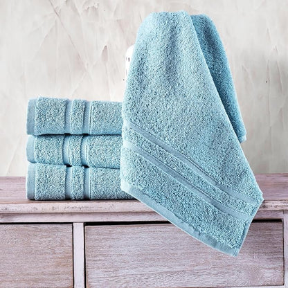 Hawmam Linen Light Blue Hand Towels 4 Pack Turkish Cotton Premium Quality Soft and Absorbent Small Towels for Bathroom