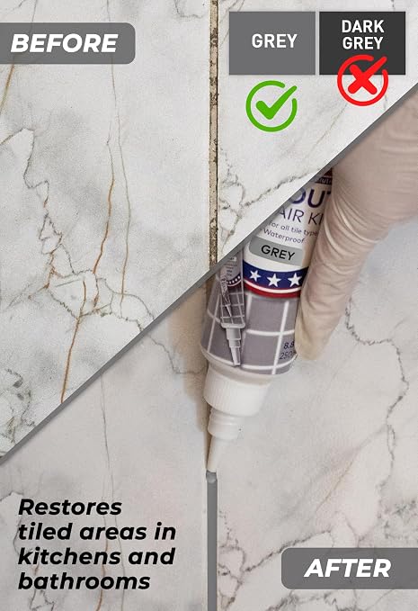 Grout Repair Kit, Grey, Fast Drying Sealer, Tile Filler, 8.8 oz | Restore & Renew