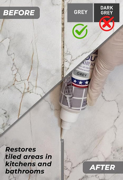 Grout Repair Kit, Grey, Fast Drying Sealer, Tile Filler, 8.8 oz | Restore & Renew