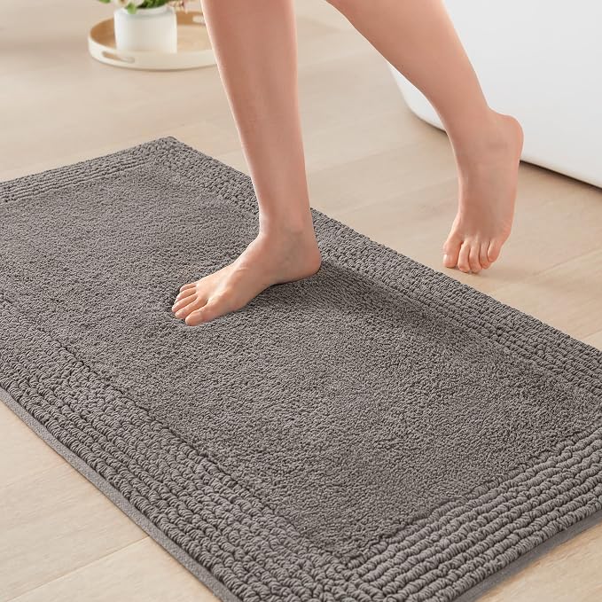Madison Park Splendor Reversible 100% Cotton Bath Rug, 24 x 36, Charcoal | Tufted Bathroom Mat, 3000 GSM, Hotel Quality, Luxurious Plush, Medium Pile, Absorbent, Quick Dry, OEKO-TEX, Shower Room Décor