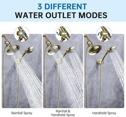 G-Promise Solid Metal 3-Way Shower Diverter Valve (Polished Gold) | Smooth Knob Switch, Spray Separately or Both, Anti-Leak, Easy to Install, Standard Connections, Universal Replacement Part