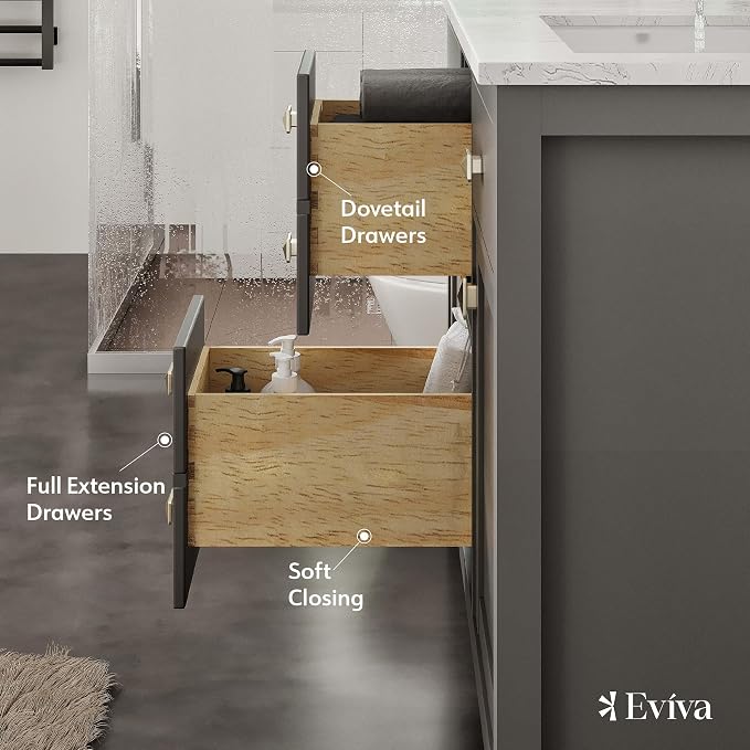 Artemis 48 in. Gray Double Sink Bath Vanity with Engineered Top and Undermount Porcelain Sinks