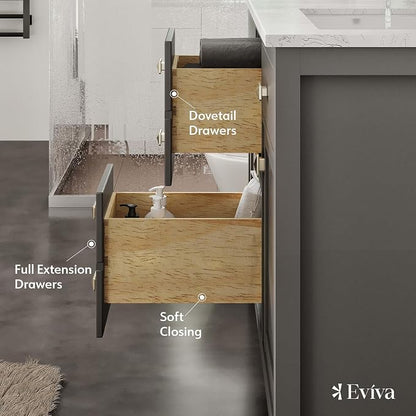 Artemis 48 in. Gray Double Sink Bath Vanity with Engineered Top and Undermount Porcelain Sinks