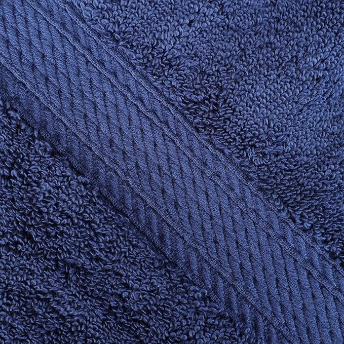 SUPERIOR Egyptian Cotton Ultra Plush & Absorbent, 8 Piece Set, Navy Blue | Quick Dry, Soft Luxury Towel Set, Bath Essentials, Guest Bath, Spa, 2 Bath, 2 Hand, 4 Face Towels, Madeline Towels