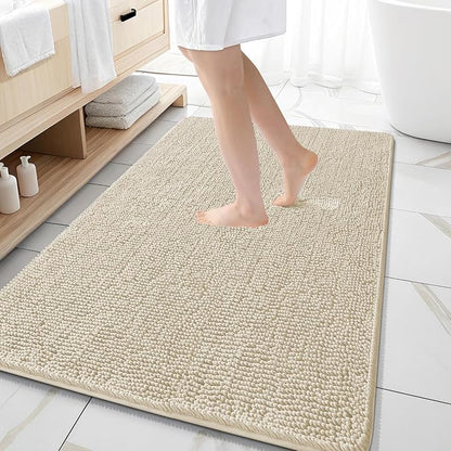 OLANLY Large Bathroom Rugs 59x35, Extra Soft Absorbent Chenille Bath Rugs | Sand, Quick-Drying Rubber Backing, Machine Washable Bath Mat for Bathroom Floor, Tub and Shower, Home Decor Accessories