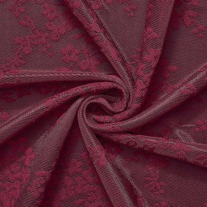 TUDECO Lace Burgundy Shower Curtain with Attached Valance, 72 x 72 Inch | Victorian Bathroom Curtain, Maroon Floral, Scalloped Edges, Soft Light Filterng, Gentle Privacy, Reinforced Holes