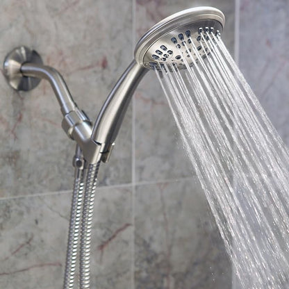 Luxury Handheld Shower Kit - 1.8 GPM - Brushed Nickel | 6 Function High Pressure Removable Hand Held Showerhead with Hose and Mount, Easy Install for Boosting Low Water Flow Baths