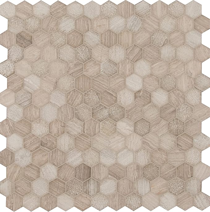 MSI Honeycomb Hexagon Natural Marble Tile for Kitchen Backsplash, Wall Tile for Bathroom, Floor Tile, Accent Wall Tile, and Shower Wall