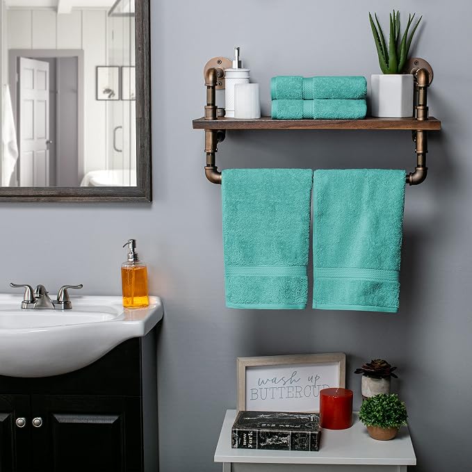SUPERIOR Egyptian Cotton Plush & Absorbent, Hand Towel Set of 4, Turquoise | Quick Dry, Soft Luxury Towel Set, Bath Essentials for Bathroom, Guest Bath, Spa, 4 Piece Set, Madeline Towels