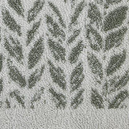 SKL Home Distressed Leaves Bath Towel, 100% Turkish Cotton, Sage | 600 GSM weight. Spa-level quality. Soft, & absorbent, reversible jacquard.