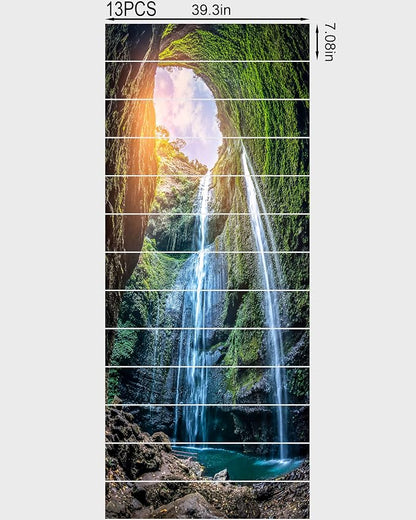 FLFK Stair Riser Decals - Waterfall Stickers, Peel and Stick, Self-Adhesive for Home Decor, 39.3" W x 7.08" H x 13Pcs