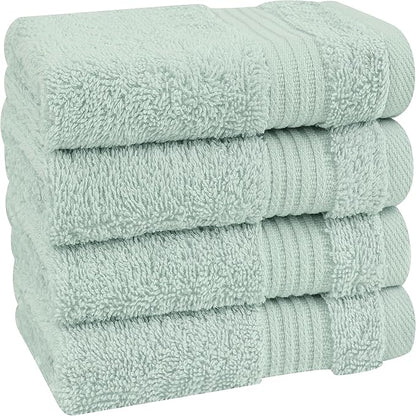 Cotton Paradise 100% Cotton Turkish Washcloth Set for Bathroom, 4 Piece Soft Absorbent Small Towels Wash Rags, Mint