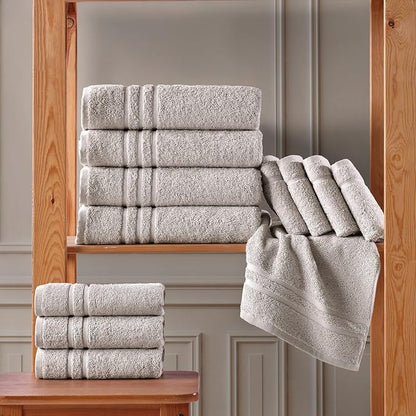 Hawmam Linen Ice Silver Bath Towels 4 Pack Soft and Absorbent, Premium Quality Perfect for Daily Use 100% Cotton Towel 600 GSM