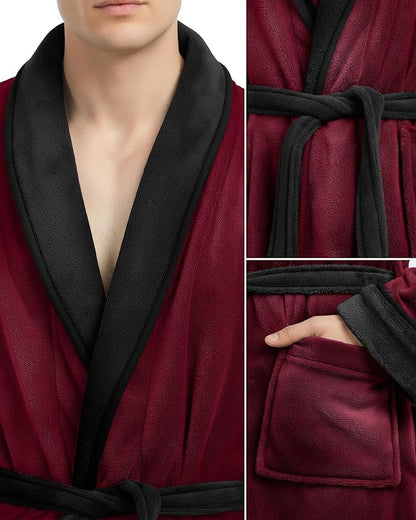 NY Threads Mens Robe, Luxury Plush Fleece Mens Bathrobe, Spa Bath Robe for Men