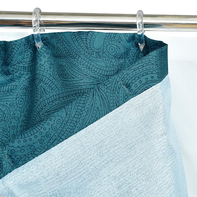 Lush Decor Boho Chic Shower Curtain with Liner and Rings 14 Piece Set 72" W x 72" L Navy - Boho Shower Curtain Set - Colorful Bathroom Curtains