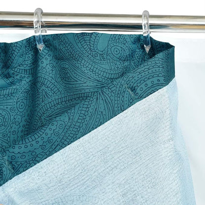 Lush Decor Boho Chic Shower Curtain with Liner and Rings 14 Piece Set 72" W x 72" L Navy - Boho Shower Curtain Set - Colorful Bathroom Curtains