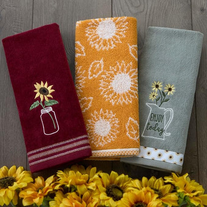 SKL HOME by Saturday Knight Ltd. Enjoy Today 2 Pc Hand Towel Set | 100% Cotton. Soft, decorative velour. For use in the bathroom, kitchen or bar & makes a great gift.