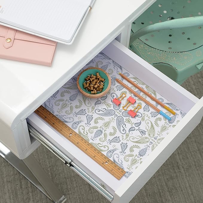 Con-Tact Brand Creative Covering, Self-Adhesive Shelf Liner, Multi-Purpose Vinyl Drawer Liner, Easy To Use And Apply, 18'' X 9', Abbey Sage