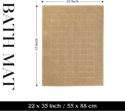Superior 100% Cotton Bathmat Set, Bath Mats, Bathroom Decor, Shower, Bathtub Essentials, Home Accessories, Small Washable Rug, No Backing, Heavyweight, Nora Collection, Set of 2, 22" x 35", Latte