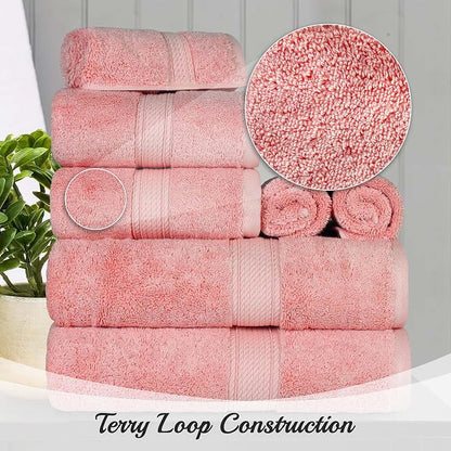 Superior Egyptian Cotton 800 GSM Plush & Absorbent, 9 Piece Set, Tea Rose | Quick Dry, Soft Luxury Towel Set, Bath Essentials, Guest Bath, Spa, 3 Bath, 3 Hand, 3 Face Towel, Madeline Towels