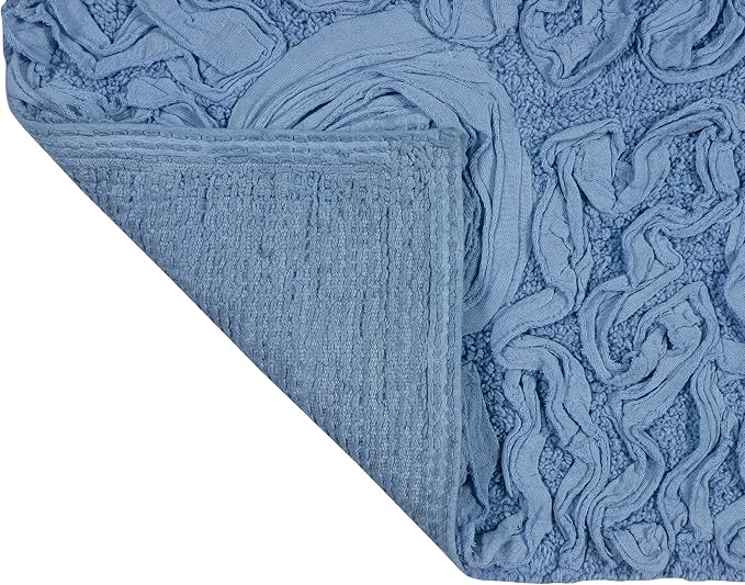 Home Weavers Bell Flower Collection 100% Cotton Tufted Bath Rugs, Extra Soft and Absorbent Bath Rugs, Non-Slip Bath Mats, Machine Washable, Bath Mats for Bathroom Floor, 24"x40" Rectangle, Sky Blue