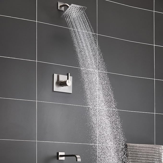 Tub Shower Faucet Set with 6 Inch Brushed Nickel Shower Head & Tub Faucet | Bathtub Shower System,shower faucet set,shower set, Tub Faucet Set,shower faucet,Brushed Nickel Shower Faucet Set
