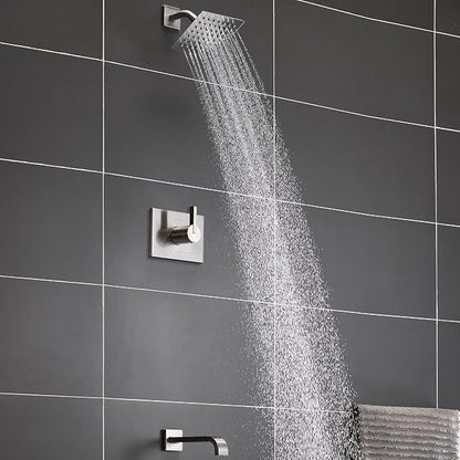 Tub Shower Faucet Set with 6 Inch Brushed Nickel Shower Head & Tub Faucet | Bathtub Shower System,shower faucet set,shower set, Tub Faucet Set,shower faucet,Brushed Nickel Shower Faucet Set